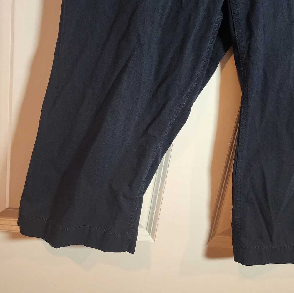 Slim-Sation Womens Navy Blue Stretch Pull-On Capri Pants Pockets Size 18 - Picture 4 of 5